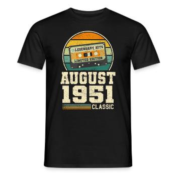 72. Geburtstag August Jahrgang 1951 Vintage - Männer T-Shirt - Schwarz - Vorne - AI Model Male 178 light (178cm)