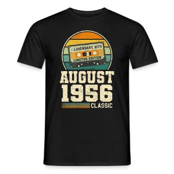67th Birthday August Vintage 1956 Vintage - Men's T-Shirt - black - Front - AI Model Male 178 light (178cm)