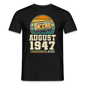 76e anniversaire août millésime 1947 millésime - T-shirt homme - noir - Devant - AI Model Male 178 light (178cm)