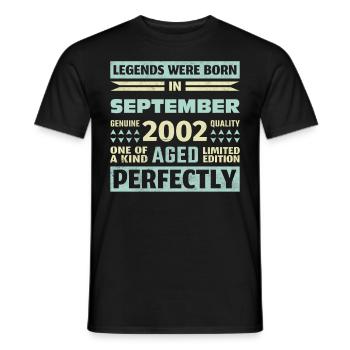 21ème anniversaire août millésime 2002 millésime - T-shirt homme - noir - Devant - AI Model Male 178 light (178cm)