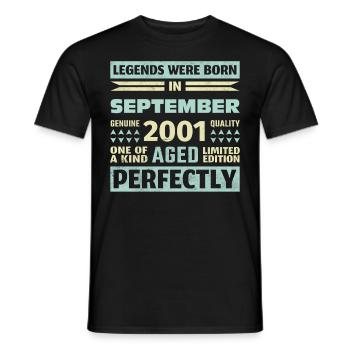 22. Geburtstag August Jahrgang 2001 Vintage - Männer T-Shirt - Schwarz - Vorne - AI Model Male 178 light (178cm)