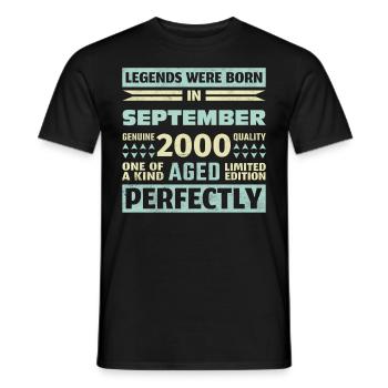 23. Geburtstag August Jahrgang 2000 Vintage - Männer T-Shirt - Schwarz - Vorne - AI Model Male 178 light (178cm)