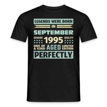 28th Birthday August Vintage 1995 Vintage - Men's T-Shirt - black - Front - AI Model Male 178 light (178cm)