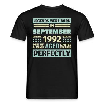 31st Birthday August Vintage 1992 Vintage - Men's T-Shirt - black - Front - AI Model Male 178 light (178cm)