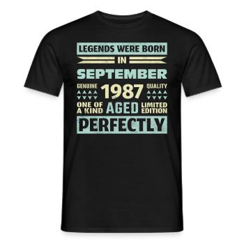 36ème Anniversaire Août Millésime 1987 - T-shirt homme - noir - Devant - AI Model Male 178 light (178cm)