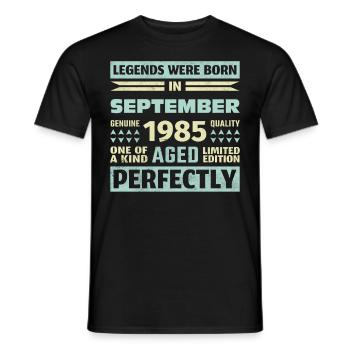 38th Birthday August Vintage 1985 Vintage - Men's T-Shirt - black - Front - AI Model Male 178 light (178cm)