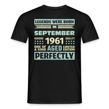 62ème Anniversaire Août Millésime 1961 - T-shirt homme - noir - Devant - AI Model Male 178 light (178cm)