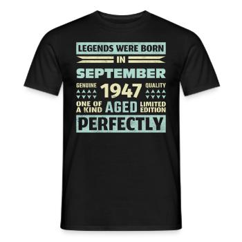 76e anniversaire août millésime 1947 millésime - T-shirt homme - noir - Devant - AI Model Male 178 light (178cm)