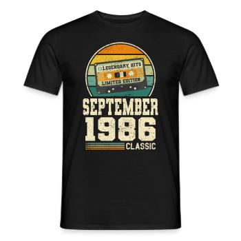37th Birthday September Vintage 1986 Vintage - Men's T-Shirt - black - Front - AI Model Male 178 light (178cm)