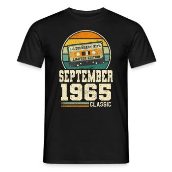 58e anniversaire Septembre Millésime 1965 Millésime - T-shirt homme - noir - Devant - AI Model Male 178 light (178cm)