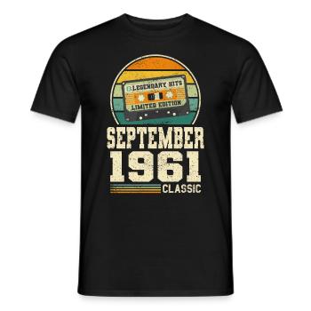 62ème anniversaire Septembre Millésime 1961 Millésime - T-shirt homme - noir - Devant - AI Model Male 178 light (178cm)