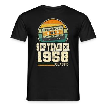 65th Birthday September Vintage 1958 Vintage - Men's T-Shirt - black - Front - AI Model Male 178 light (178cm)