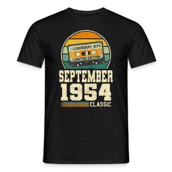 69th Birthday September Vintage 1954 Vintage - Men's T-Shirt - black - Front - AI Model Male 178 light (178cm)