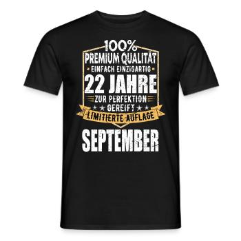 22. Geburtstag September Jahrgang 2001 Vintage - Männer T-Shirt - Schwarz - Vorne - AI Model Male 178 light (178cm)