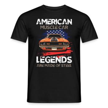 American Muscle Car Legends Are Made of Steel - Männer T-Shirt - Schwarz - Vorne - AI Model Male 178 light (178cm)