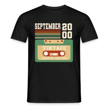23ème Anniversaire Septembre Millésime 2000 Millésime - T-shirt homme - noir - Devant - AI Model Male 178 light (178cm)