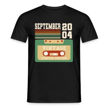 19. Geburtstag September Jahrgang 2004 Vintage - Männer T-Shirt - Schwarz - Vorne - AI Model Male 178 light (178cm)