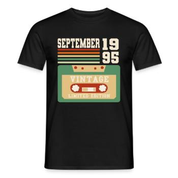 28th Birthday September Vintage 1995 Vintage - Men's T-Shirt - black - Front - AI Model Male 178 light (178cm)