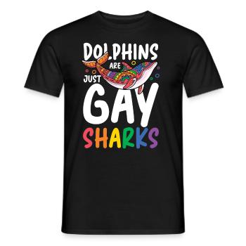 Dolphins Are Just Gay Sharks - Männer T-Shirt - Schwarz - Vorne - AI Model Male 178 light (178cm)