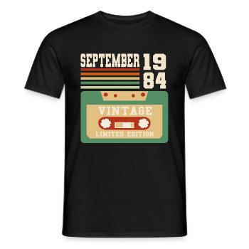 39th Birthday September Vintage 1984 Vintage - Men's T-Shirt - black - Front - AI Model Male 178 light (178cm)
