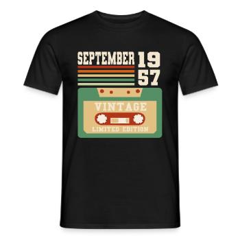 65th Birthday September Vintage 1958 Vintage - Men's T-Shirt - black - Front - AI Model Male 178 light (178cm)