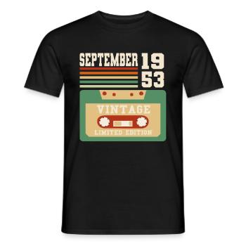 69th Birthday September Vintage 1954 Vintage - Men's T-Shirt - black - Front - AI Model Male 178 light (178cm)