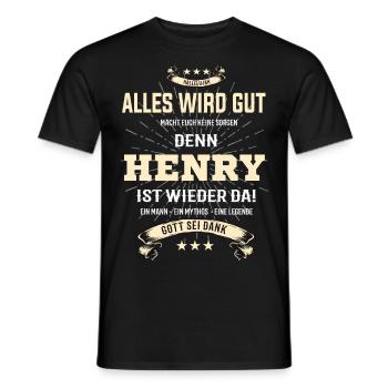Alles wird gut denn Henry Ist da T-Shirt - Männer T-Shirt - Schwarz - Vorne - AI Model Male 178 light (178cm)