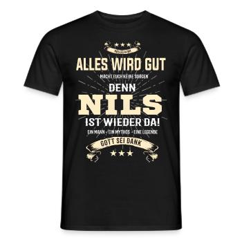 Alles wird gut denn Nils Ist da T-Shirt - Männer T-Shirt - Schwarz - Vorne - AI Model Male 178 light (178cm)