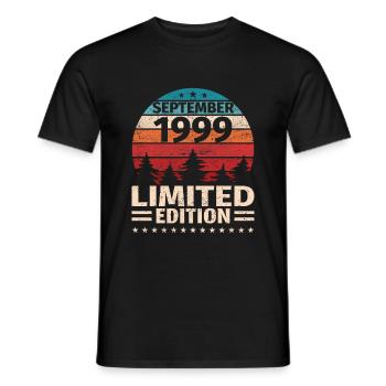 24th Birthday September Vintage 1999 Vintage - Men's T-Shirt - black - Front - AI Model Male 178 light (178cm)