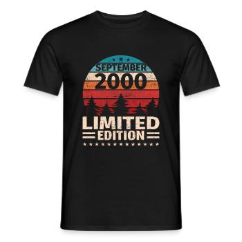 23ème Anniversaire Septembre Millésime 2000 Millésime - T-shirt homme - noir - Devant - AI Model Male 178 light (178cm)