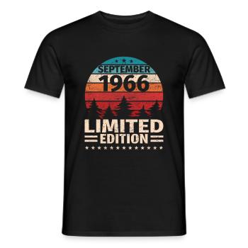 57th Birthday September Vintage 1966 Vintage - Men's T-Shirt - black - Front - AI Model Male 178 light (178cm)