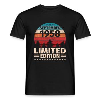 65th Birthday September Vintage 1958 Vintage - Men's T-Shirt - black - Front - AI Model Male 178 light (178cm)