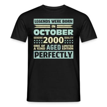 23ème Anniversaire Octobre Millésime 2000 Millésime - T-shirt homme - noir - Devant - AI Model Male 178 light (178cm)