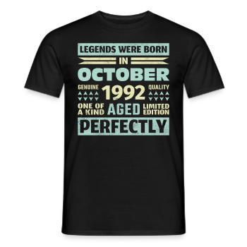 31st Birthday October Vintage 1992 Vintage - Men's T-Shirt - black - Front - AI Model Male 178 light (178cm)