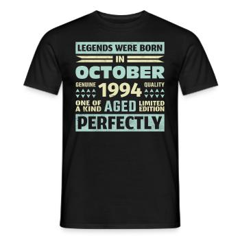 29. Geburtstag Oktober Jahrgang 1994 Vintage - Männer T-Shirt - Schwarz - Vorne - AI Model Male 178 light (178cm)