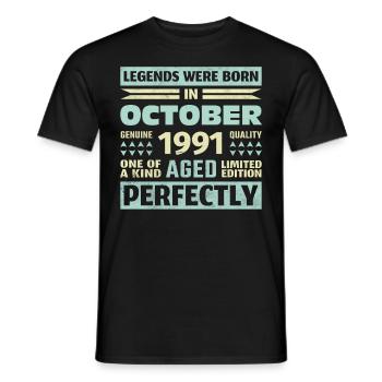 32ème Anniversaire Octobre Millésime 1991 Millésime - T-shirt homme - noir - Devant - AI Model Male 178 light (178cm)