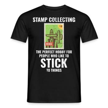 Philatéliste collectionneur collectionneur de timbres - T-shirt homme - noir - Devant - AI Model Male 178 light (178cm)