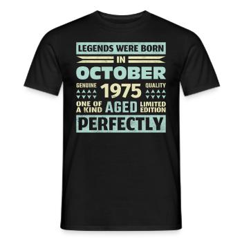 48ème anniversaire Octobre Millésime 1975 Millésime - T-shirt homme - noir - Devant - AI Model Male 178 light (178cm)