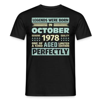 45th Birthday October Vintage 1978 Vintage - Men's T-Shirt - black - Front - AI Model Male 178 light (178cm)