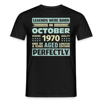53ème anniversaire Octobre Millésime 1970 Millésime - T-shirt homme - noir - Devant - AI Model Male 178 light (178cm)