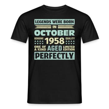65th Birthday October Vintage 1958 Vintage - Men's T-Shirt - black - Front - AI Model Male 178 light (178cm)