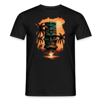 Tiki Kultur Maori Maske für einen Tkik Fans - Männer T-Shirt - Schwarz - Vorne - AI Model Male 178 light (178cm)