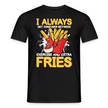 Exercise And Extra Fries Calisthenics - Männer T-Shirt - Schwarz - Vorne - AI Model Male 178 light (178cm)
