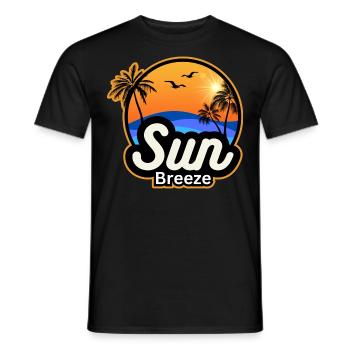 SUN Breeze - Urlaubsmotiv mit Palmen am Meer - Männer T-Shirt - Schwarz - Vorne - AI Model Male 178 light (178cm)