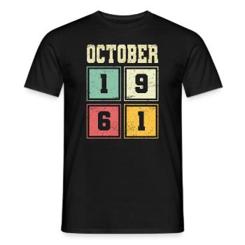 62. Geburtstag Oktober Jahrgang 1961 Vintage - Männer T-Shirt - Schwarz - Vorne - AI Model Male 178 light (178cm)