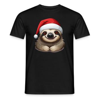 Santa Sloth funny Sloth with Christmas Hat - Männer T-Shirt - Schwarz - Vorne - AI Model Male 178 light (178cm)