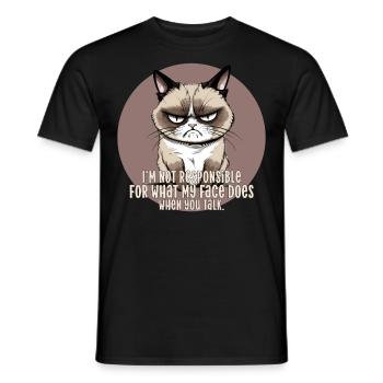 Face when you talk angry cat Katze Spruch lustig - Männer T-Shirt - Schwarz - Vorne - AI Model Male 178 light (178cm)
