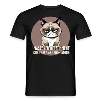 Angry cat mastered detachment cat saying funny - Men's T-Shirt - black - Front - AI Model Male 178 light (178cm)