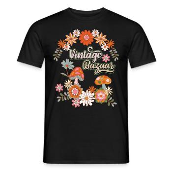 Flower Power Design 1970's, 70's Floral - Men's T-Shirt - black - Front - AI Model Male 178 light (178cm)