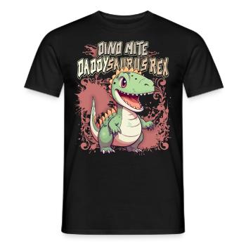 Fête des pères, dicton Kawaii Dino, papa dinosaure - T-shirt homme - noir - Devant - AI Model Male 178 light (178cm)
